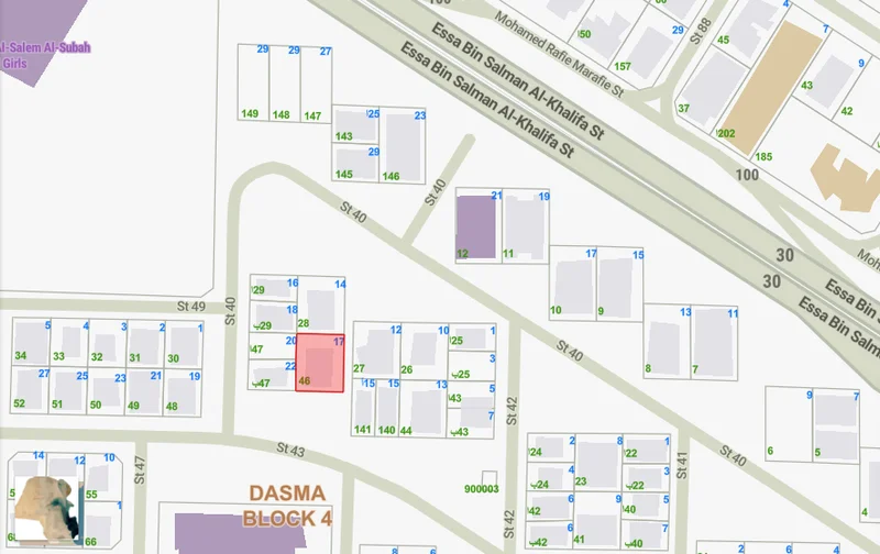 للبيع أرض فضاء في الدسمه ق 4
