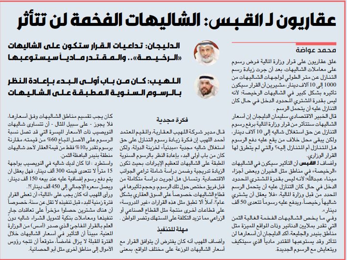 عقاريون لـ القبس: الشاليهات الفخمة لن تتأثر بقرار زيادة رسوم البيع