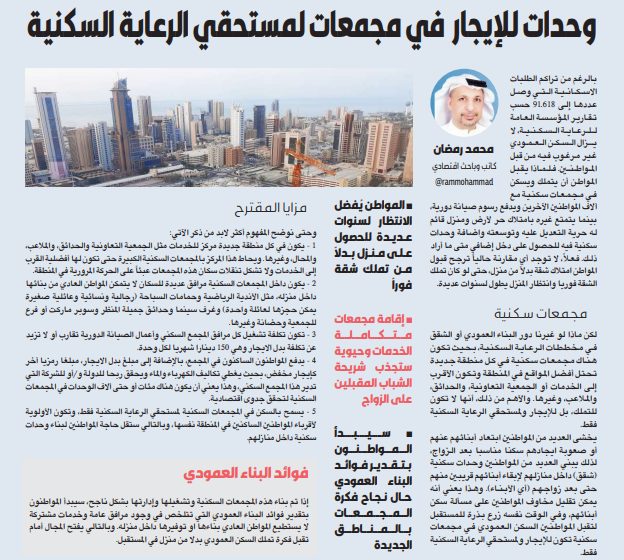 وحدات للإيجار في مجمعات لمستحقي الرعاية السكنية