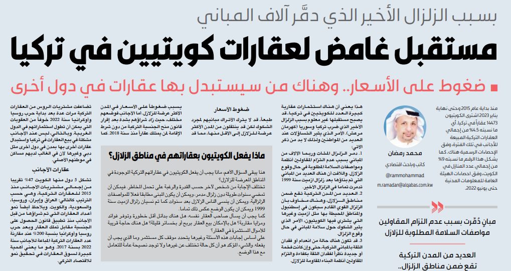 مستقبل غامض لعقارات كويتيين في تركيا