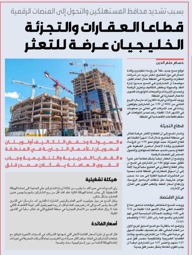 قطاعا العقارات والتجزئة الخليجيان عرضة للتعثر