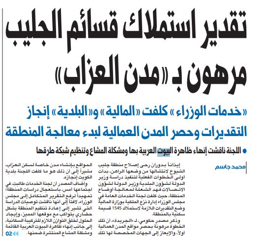 تقدير استملاك قسائم الجليب مرهون بـ «مدن العزاب»