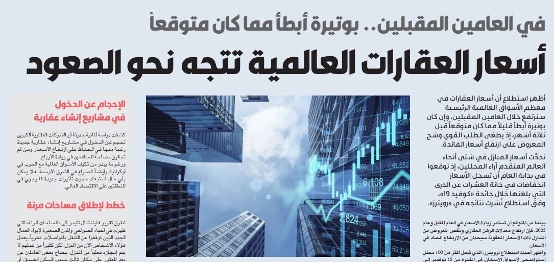 أسعار العقارات العالمية تتجه نحو الصعود