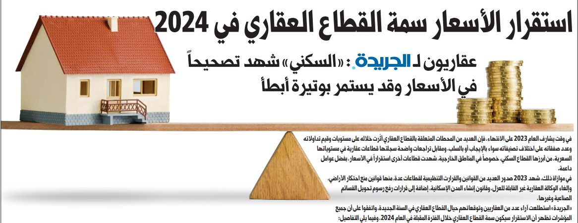 استقرار الأسعار سمة القطاع العقاري في 2024