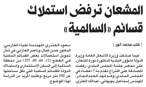 المشعان ترفض استملاك قسائم «السالمية»