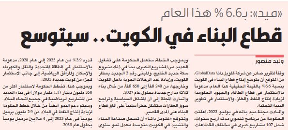 قطاع البناء في الكويت.. سيتوسع