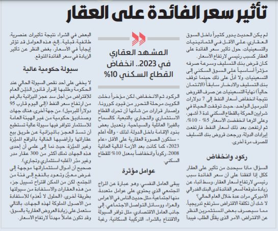 تأثير سعر الفائدة على العقار