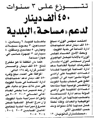 تتوزع على 3 سنوات 450 الف دينار لدعم (( مساحة)) البلدية