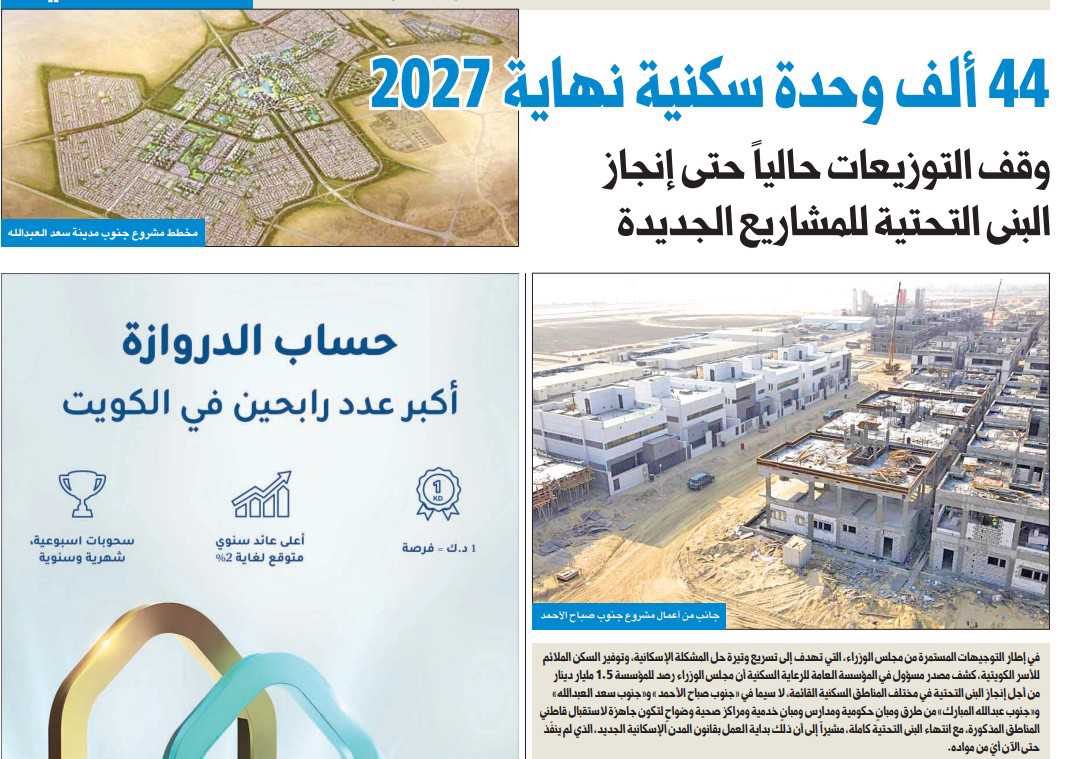 44 ألف وحدة سكنية نهاية 2027