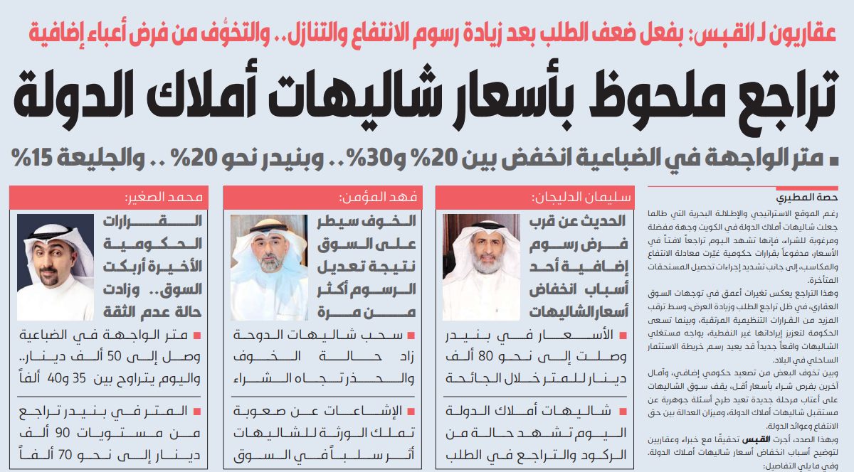 خبراء وعقاريون لـ القبس: هبوط ملحوظ في أسعار شاليهات أملاك الدولة