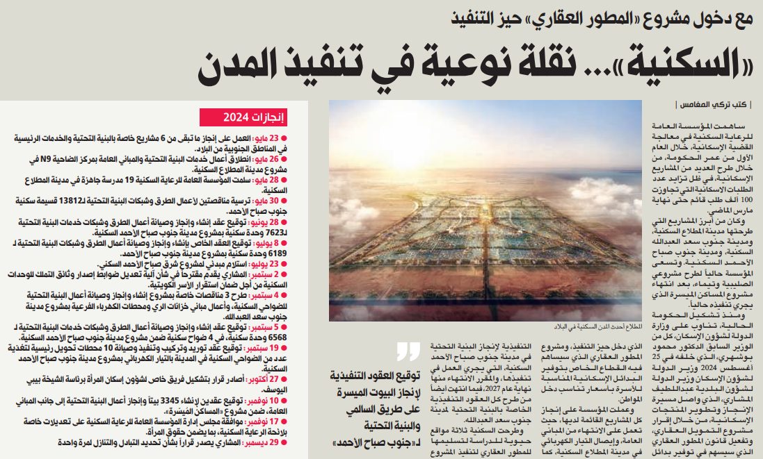 «السكنية»... نقلة نوعية في تنفيذ المدن