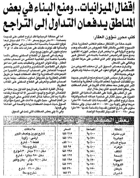 اقفال الميزانيات.. ومنع البناء في بعض المناطق يدفعان التداول الى التراجع