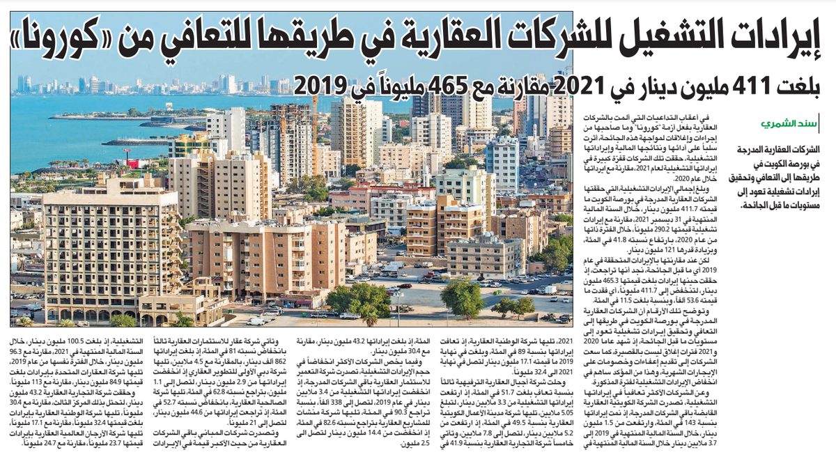 إيرادات التشغيل للشركات العقارية في طريقها للتعافي من «كورونا»