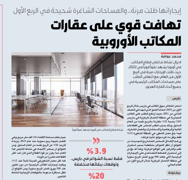 تهافت قوي على عقارات المكاتب الأوروبية