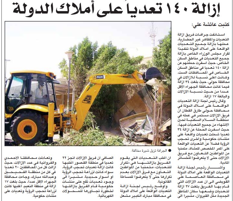 إزالة ١٤٠ تعديا على املاك الدولة