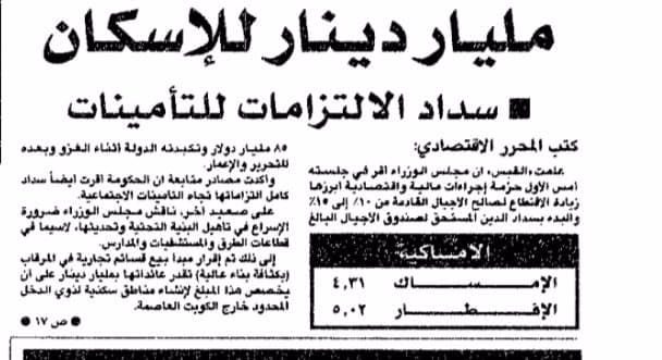 مليار دينار للاسكان