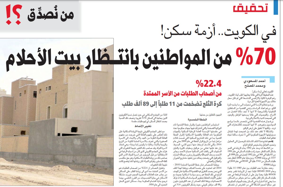 تحقيق .. من نُصدِّق ؟! في الكويت.. أزمة سكن! 70 % من المواطنين بانتـــظار بيت الأحلام