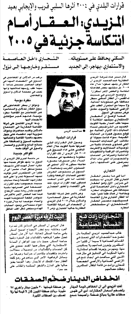 Picture of قرارات البلدي في 2004 أثرها السلبي قريب والإيجابي بعيد ..المزيدي: العقار أمام انتكاسة جزئية في 2005