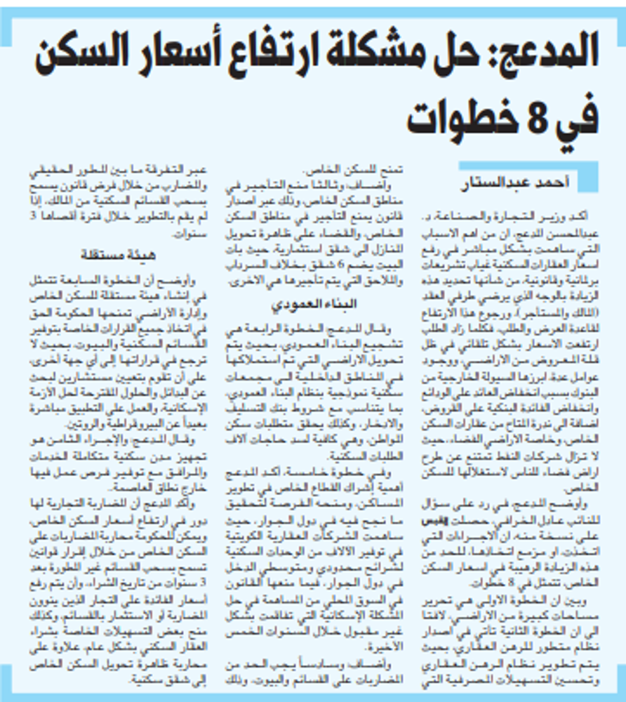 صورة المدعج: حل مشكلة ارتفاع أسعار السكن في 8 خطوات