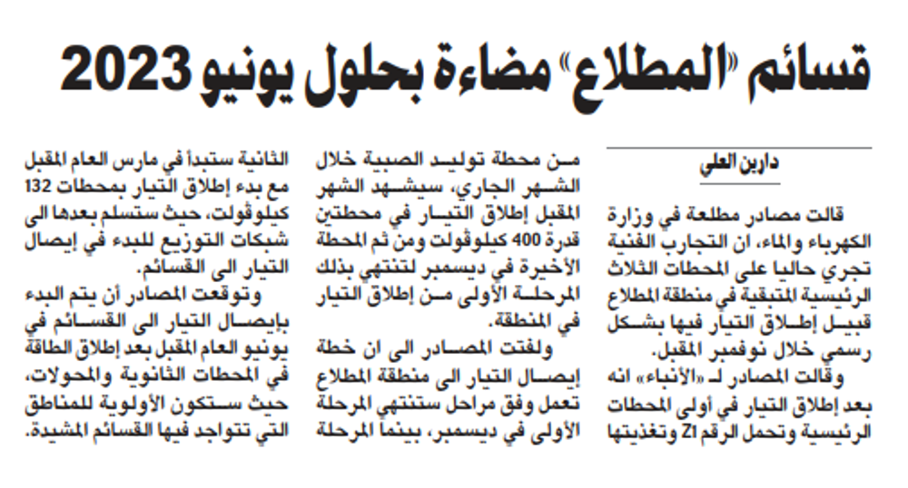 صورة قسائم «المطلاع» مضاءة بحلول يونيو 2023