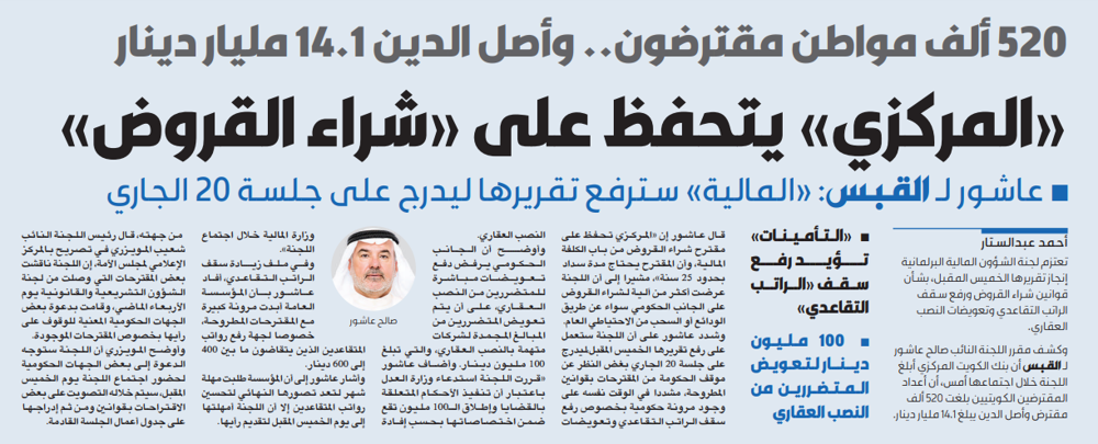 صورة «المركزي» يتحفظ على «شراء القروض»