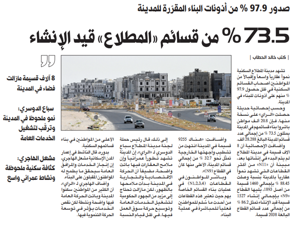 Picture of 73.5 % من قسائم «المطلاع» قيد الإنشاء